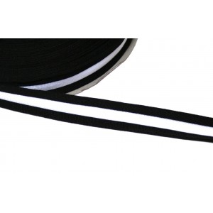 1m elastisches Streifenband 25mm weiss/schwarz